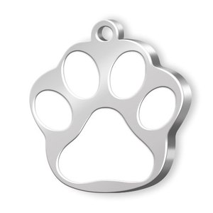 Targhetta identificativa per animali domestici in metallo bianco con zampa grande - Product Image 1