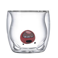 Mug en verre double paroi créatif style Ins, motif ours de dessin animé, portable, grande capacité, compatible lave-vaisselle, pour café/jus, usage domestique