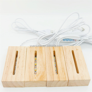 Lampada da Tavolo Portatile con Luce d'Atmosfera, Base in Legno, Luce Notturna USB a <span class=keywords><strong>LED</strong></span> Bianco Caldo per Soggiorno - Product Image 3