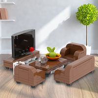 Kit de Muebles para Casa de la Serie MOC City, Librería, Mesa, Modelo para Armar, Bloques de Construcción Educativos DIY para Niños