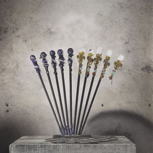 Wholesale Longfei Natural Amethyst Crystal Carved Folk <b>Art</b> Animal Shape Angel <b>Dragon</b> Magic Wand for Wicca Black Gold Fashion - Product Image 3