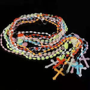 Factory custom sieraden plastic verbinding en cross rozenkrans Christelijke ketting