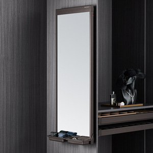 Espejo de Armario Rectangular de Aluminio, Plegable, Montado en la Pared, Organizador de Ropa, Color Mocha Blanco - Product Image 1