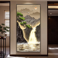 Peinture murale personnalisée en porcelaine cristalline avec cadre, motif neuf poissons, art mural LED moderne pour décoration intérieure