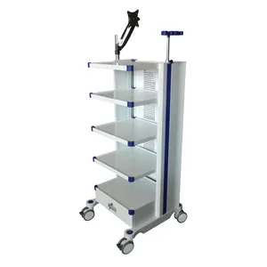 Ginee Medical 4 estantes mejor venta precio bajo burliness con cajón 5 piso Endoscopio carro para clínica Hospital