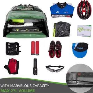 Sacola de bicicleta 27L para ciclismo, sacola de bagageiro para bicicleta, sacola de selim para uso ao ar livre, design popular