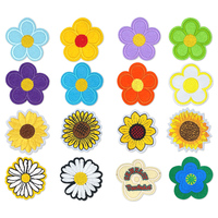 Patchs en tissu brodé de fleurs, patchs broderie personnalisée, chrysanthème décoratif coudre sur patch pour sac chapeau fille cadeau