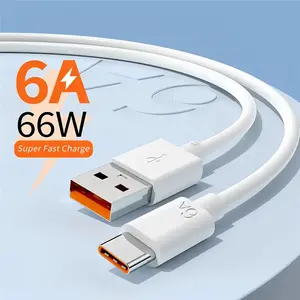 Kabel pengisi daya Super cepat, kabel sinkronisasi Data Tipe C OD 3.8mm USB A ke tipe-c untuk Huawei iphone samsung 6A 66W