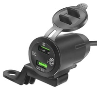 Carga rápida de teléfono móvil de 24V Doble QC 3,0 Tipo C PD Puerto USB Cargador de coche Enchufe Voltímetro Pantalla de voltaje con interruptor de botón