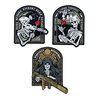 Patch moral tactique en tissu PVC écologique brodé en 3D avec fixation auto-agrippante, motif crâne, pour brassard - Vente en gros