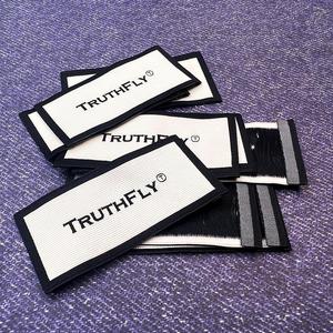 Tùy Chỉnh Logo Riêng May Mặc Vải Nhãn 100% Cotton Hữu Cơ Mật Độ Cao Chất Lượng Mềm Quần Áo Dệt Tag Quần Áo Dệt Nhãn - Product Image 5