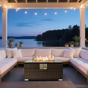 Enjoy 32'' Rectangular Modern Metal Propane/Natural Gas <b>Fire</b> <b>Pit</b> <b>Table</b> for Outdoor Heating - Product Image 1