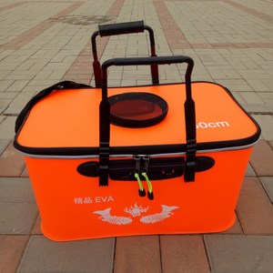Eva Fishing Tackle <b>Box</b> Folding Live Fish Bucket 30cm 40cm 50cm Multi Purpose Outdoor Fishing Gear <b>Storage</b> Case Orange Gray - Product Image 4