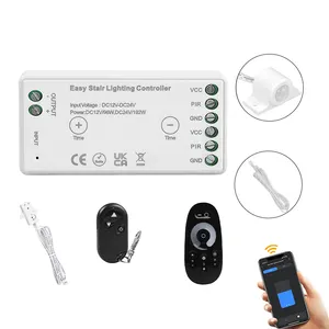 8A DC 12V 24V LED Stair Lamp Lighting Dimmer Controller with PIR Motion & Daylight Sensor Switch RF Remote Control WIFI Tuya APP