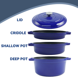 Ensemble de casseroles multifonctionnelles antiadhésives 3 <span class=keywords><strong>en</strong></span> 1, casseroles <span class=keywords><strong>en</strong></span> <span class=keywords><strong>fonte</strong></span> <span class=keywords><strong>émaillée</strong></span>, casserole peu profonde, faitout rond, 24 cm, 26 cm - Product Image 5
