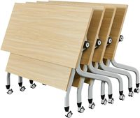 Table de conférence rectangulaire moderne pliable avec roulettes, table de formation à plateau relevable pour salles de réunion, bureaux et salles de classe, en métal