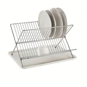 2 Tier Stainless Steel <b>Dish</b> Drying <b>Rack</b> With Drainer Plate Holder Plate <b>Rack</b> - Product Image 1