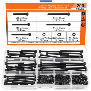 M5 Hex <b>Socket</b> Cap <b>Screws</b> Nuts Washers Kit 12.9 Grade Alloy Steel 240 Pieces Standard DIN912 - Product Image 5