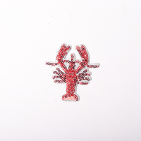 Patch thermocollant personnalisé en PVC écologique, brodé motif homard et fleurs à sequins, pour casquettes, vêtements et casquettes de camionneur, vente en gros