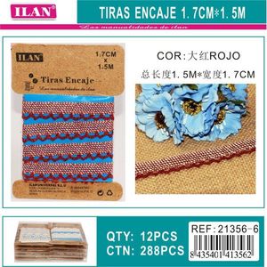 Cinghie in pizzo ILAN 1,7 cm x 1,5 m rosse per decorazioni e lavori artigianali - Product Image 3