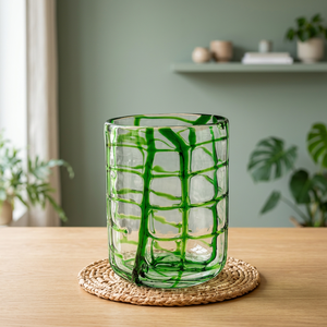 Porte-bougie cylindrique en verre à motifs verts, pot décoratif transparent, style nordique, centre de table de Noël pour la maison et les fêtes - Product Image 3