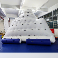 Mur d'escalade gonflable en forme d'iceberg 6x4.5x4m bleu et blanc, jouet montagne de glace flottante personnalisé en usine pour parc aquatique
