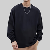 T-shirt Homme Long en Coton Tricoté 240g 100% Coton, Col Rond, Coupe Ample Oversize, Épaules Tombantes, Respirant et Écologique, Qualité Industrielle