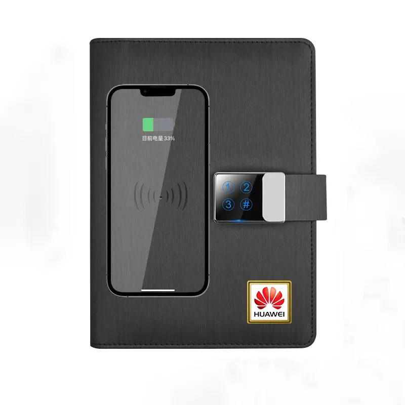 Individuelles Tagebuch Notizbuch NFC kabelloses ladegerät Power Bank Fingerschlüsselung oder digitales Passwort-Schlüsselungs-Notizbuch mit USB-Stick