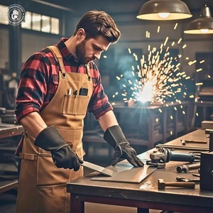 Bib <b>Apron</b> Canvas Multiple Pockets Classic Work Suit <b>Cooking</b> <b>Apron</b> with Tools and Phone Holder - Product Image 2