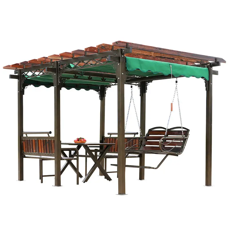 Özelleştirilmiş metal çerçeve açık pc güneş kurulu su geçirmez pavilion bahçe pergolas deck güverte veranda gölgeliği gazebo gölgelik çadır