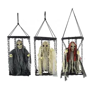 Halloween LED Flashing Skeleton Ghost Screaming and Shake Hanging Outdoor Indoor Home Horror Props