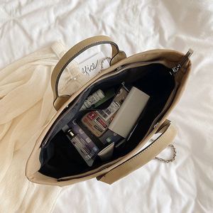 Sac fourre-tout vintage en toile de coton grande capacité pour femme, sac à bandoulière de luxe avec chaîne, vente en gros - Product Image 4
