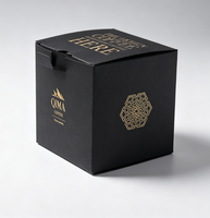 Boîte d'emballage en carton noir avec feuille d'or personnalisée, logo personnalisé sur le carton