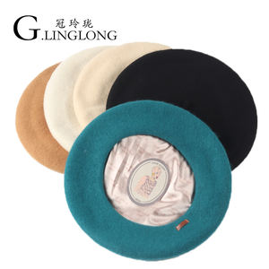 2025 Oem haute qualité Boina chapeau <span class=keywords><strong>béret</strong></span> en cuir pour petite fille avec doublure en laine motif uni pour les fêtes d'hiver en plein air - Product Image 1