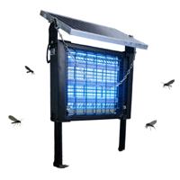 Matamosquitos Eléctrico de Aluminio para Interiores con Energía Solar, Clasificación IPX4, Luz LED Azul para Control de Mosquitos y Moscas
