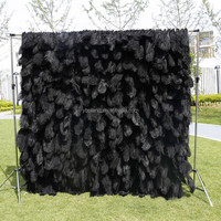 A-1133 haute qualité 8x8 blanc plumes d'autruche fleur mur retrousser mariage Floral plume mur toile de fond décorations plume mur