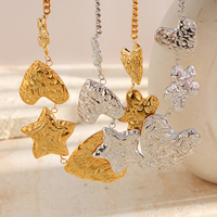 Collier pendentif en acier inoxydable plaqué or Dreamshow, motif cœur, étoile, fleur texturé, bijou fantaisie tendance