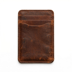 Tarjetero Minimalista de Cuero Genuino, Delgado, con Múltiples Ranuras, Color Marrón, para Tarjetas de Crédito, Uso Diario, Exportado de BD - Product Image 3