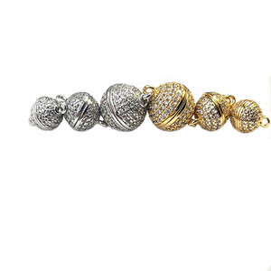 Cierre magnético para collar, circonita redonda, chapado en cobre, oro y plata, para hacer collares, accesorios de joyería - Product Image 4