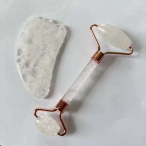 Masseur traditionnel petit Gua Sha grattage outil de Massage quartz clair Jade visage chinois 100% naturel Rose Quartz Gua Sha - Product Image 5