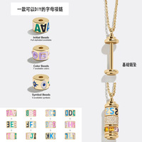Collier avec breloques lettres non ternissables en laiton plaqué or, émail mignon DIY, 12 signes du zodiaque