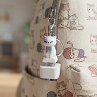 Porte-clés sonore anti-stress en forme de chat de dessin animé mignon, avec bouton à presser, jouet fidget clicker pour porte-clés, cadeau