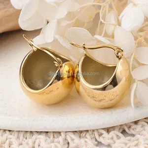Wholesale 18K Gold Plated Stainless Steel Minimalist Earrings Clip on Chunky Female Earring Jewelry Gifts