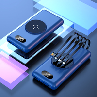 Batterie Li-Polymère sans fil 15W 20000mAh, charge rapide PD QC3.0, affichage LED, ultra-mince, double USB, Micro USB, CE ROHS