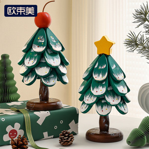 Ouyumei Christmas Tree <b>Coaster</b> Solid Wood <b>Heat</b> Insulating Mat For Table Decorative Gift Item - Product Image 1