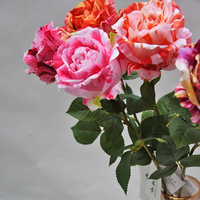 Rose artificielle en soie à tige unique, fleur de rose en tissu au toucher réel, rose rouge rose blanche artificielle pour la décoration de mariage et de la maison