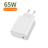 Cargador USB C GaN de 65W con un solo puerto PD PPS, carga rápida, enchufe europeo, adaptador de corriente para portátil, teléfono y tableta.