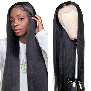 Goodluck 40inch very long straight wigs full human hair wholesale swiss lace front brazilian wig wigs for black womens