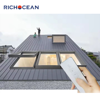RICHOCEAN Moderne Étanche Fenêtre de Toit Plat Conception de Porte de Lucarne Ouverture Automatique Skydoor Trappe d'Accès Pliable Rooflight