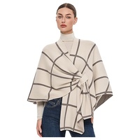 Cardigan Poncho Élégant et Écologique pour Femme, à Manches Mi-Longues, Épais, à Col Ouvert, en Maille Douce, pour Printemps, Automne et Hiver
